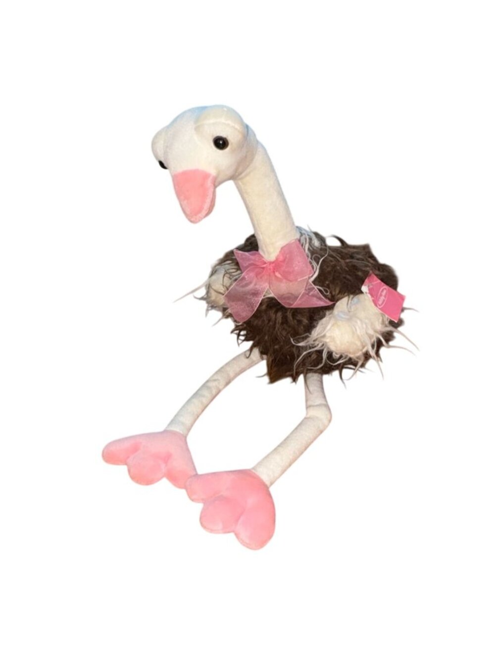 Holiday Home Plush Fluffy Ostrich - Brown/White/Pink-GUC